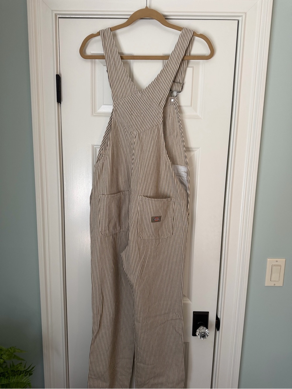 Dickies Beige and White Striped Bib Overalls Size XS - Picture 2 of 5